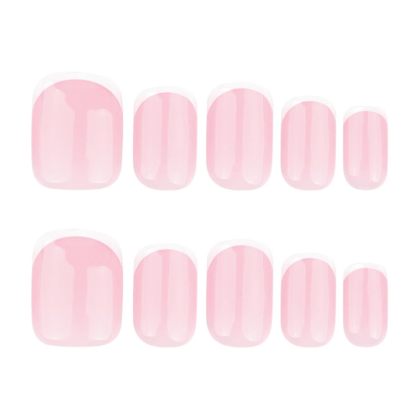24 Pcs Square Press on Nails White French Tip Fake Nails with Designs Glossy Pink False Nail Stick on Nails Cute Petite Short Full Cover Pure Acrylic Nail for Women Manicure Decorations