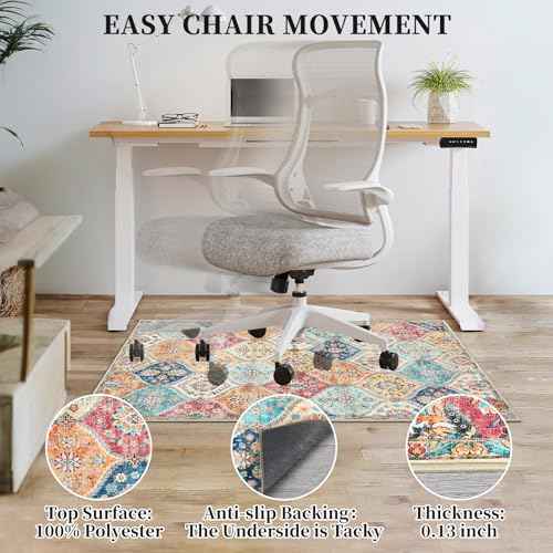 Office Chair Mats for Hardwood Floor, 36"X48" Desk Chair Mat for Hard Floor, Gaming Computer Chair Mat Office Rug for Rolling Chairs, Low Pile Carpet Under Chair Floor Protector, Orange