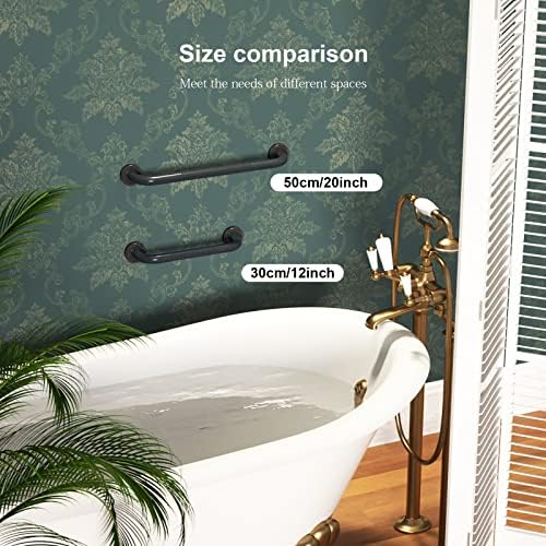 2 Pack 12 Inch Anti Slip Shower Grab Bar Oil Rubbed Black Bronze, ZUEXT Antique Brass Bathroom Grab Bar, Knurled Bath Balance Bar, Safety Handrail Support, Handicap Elderly Senior Assist Bath Handle