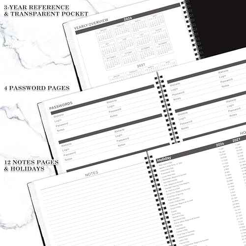 2026-2027 Monthly Planner/Calendar - 2 Year Monthly Planner 2026-2027, Jan.2026 - Dec.2027, 9" x 11", 2 Years Calendar 26-27 with Tabs,+Contacts + Back Pocket + Twin-wire Binding - Black