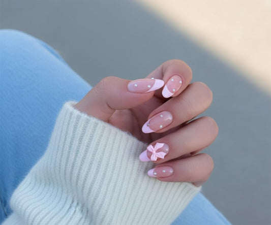 Press on Nails Pink Glossy 3D Flower French Fake Nails French Fake Reusable Nail Kit with Nail Glue Adhesive Tabs Mini Nail File for Women Manicure Art Decoration 24PCS