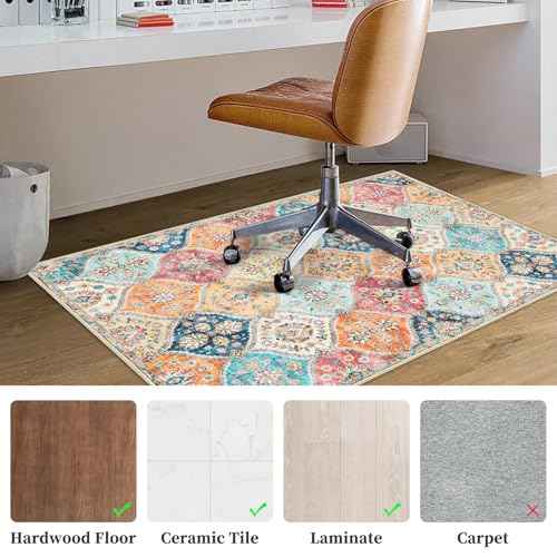Office Chair Mats for Hardwood Floor, 36"X48" Desk Chair Mat for Hard Floor, Gaming Computer Chair Mat Office Rug for Rolling Chairs, Low Pile Carpet Under Chair Floor Protector, Orange