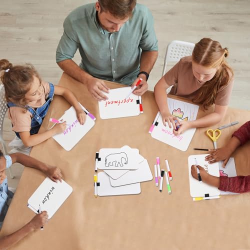 12 Sets Small Whiteboard Dry Erase Boards 5" x7'' Mini Double Sided Dry Erase Lap Boards with Markers Erasers Pen Holders Personal Whiteboards for Students Classroom Teacher