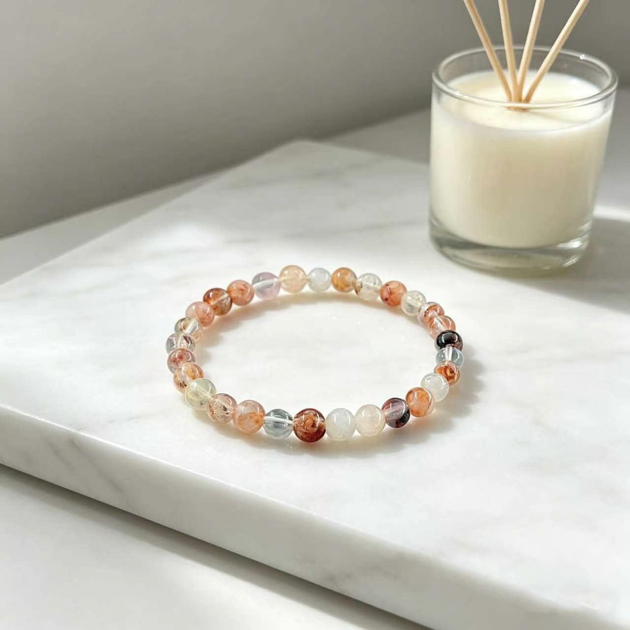 Natural Red Bloodstone Crystal Beaded Bracelet, Unisex Fire Quartz Healing Stretch Bracelet Red Agate Crystal Bracelet, Blessing and Healing, Sacor Good Luck