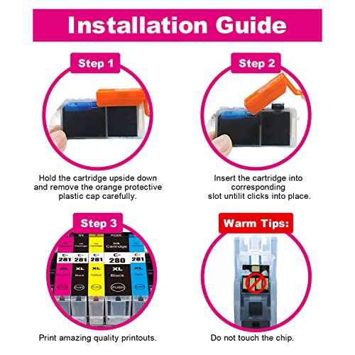 CLI-281 XXL Cyan/Magenta/Yellow-3 Color Ink Cartridges Compatible with Canon 281XXL CLI281 Value Pack Work for Pixma TS6120 TS8120 TR7520 TR8520 TS9120 TS6220 TS8220 TS9520 TS9521C