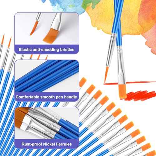 AROIC Small Paint Brushes Bulk,160 Pcs Nylon Hair Paint Brushes for Kids with Flat and Round Pointed Acrylic Paint Brush Sets,Acrylic Paint Brush for Classroom Oil Watercolor Face Painting Kits.