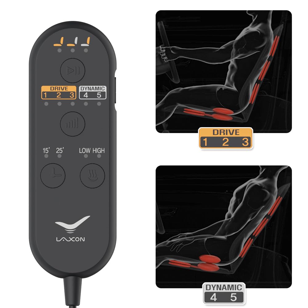 Laxon Air Bag Shiatsu Back Massager for Long time seatting with Long Distance Driving. Vehicle Seat Cushion for Stress Relief, Waist Hip Massager.
