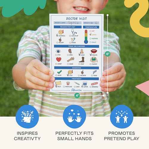 Tiny Expressions Playtime Notepads - 2-Pack Kids Pretend Play Notepads - 40 Pages Order-Taking Restaurant & 40 Pages Doctor Visit Notepad - Waiter and Doctor Imaginative Role Play
