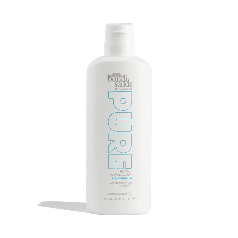 Bondi Sands PURE Light/Medium Self-Tanning Foaming Water | Hydrates with Hyaluronic Acid for a Flawless Tan, Fragrance Free, Cruelty Free, Vegan | 6.76 Oz/200 mL