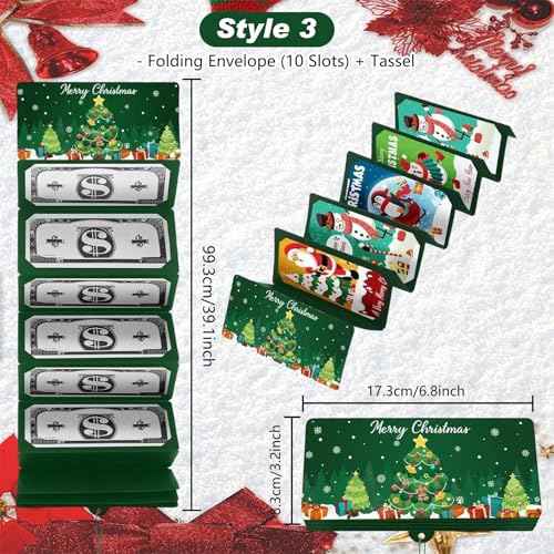 5Pcs Cash Surprise Envelope Xmas With 10 Slots,2026 ChristmasMoney Holders for Cash,Upgrade Surprise Card Holder Christmas Cashs Envelope with Money Clip,DIY Gift Card Holders Xmas Party Supplies