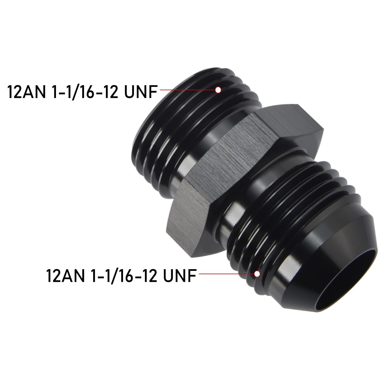 Podavelle 12AN Male Flare to 12AN ORB O-ring Boss Fuel Pump Rail Adapter Fitting Aluminum Black, Pack of 2
