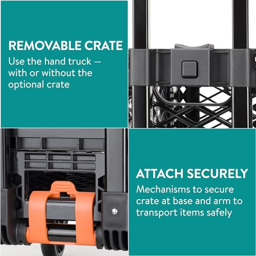Navaris Folding Sack Truck with Transport Basket - Loadable up to 50 kg (110 lbs) - Rubber Wheels - Foldable Trolley with Tensioning Strap - Transport Trolly with Rain Cover