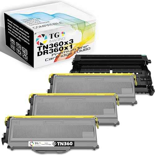 TG Imaging Compatible TN-360 Toner and Drum Set Replacement for Brother TN360 Toner Cartridge and DR360 Drum Unit for HL-2170W HL-2140 HL-2150N MFC-7345DN MFC-7345N MFC-7440N Printer (3 Toners,1 Drum)
