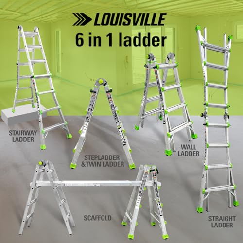 Louisville 18-Ft Reach Aluminum Multipurpose Ladder, Type IA, 300-pound Load Capacity, L-2099-18