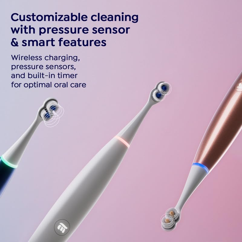 SuperMouth® ULTIM8 SmartBrush™ System - Electric Toothbrush, Patented SuperBristles® Clean 40X Better, UV Sanitizing & Drying SmartHub®, Dual Sonic Modes, Pressure Sensor - Teens & Adults - Rose Gold