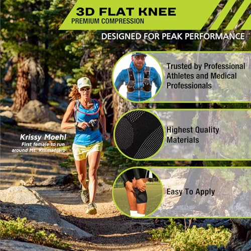 Pro-Tec Athletics 3D Flat Knee Support, Advanced Flat Knit Technology for Custom Fit, Breathable Multi-Directional Stretch Fabric, Non-Slip Gel for Enhanced Stability, XL, Blue/Black