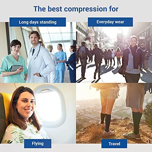 Compression Socks 20-30 mmHg for Women & Men - Knee High Compression Stockings, Wide Calf - Travel, Nurse, Running, Cycling, Athletic & Maternity - Black, 5X-Large