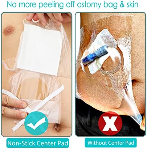 Ostomy Shower Cover Waterproof Ostomy Bag Covers Shower Guard Stoma Shower Shields Colostomy Bathing Bags Shower Protector Adhesive Bandage with Non-Stick Pad for Showering 12"x16" 7 Pcs