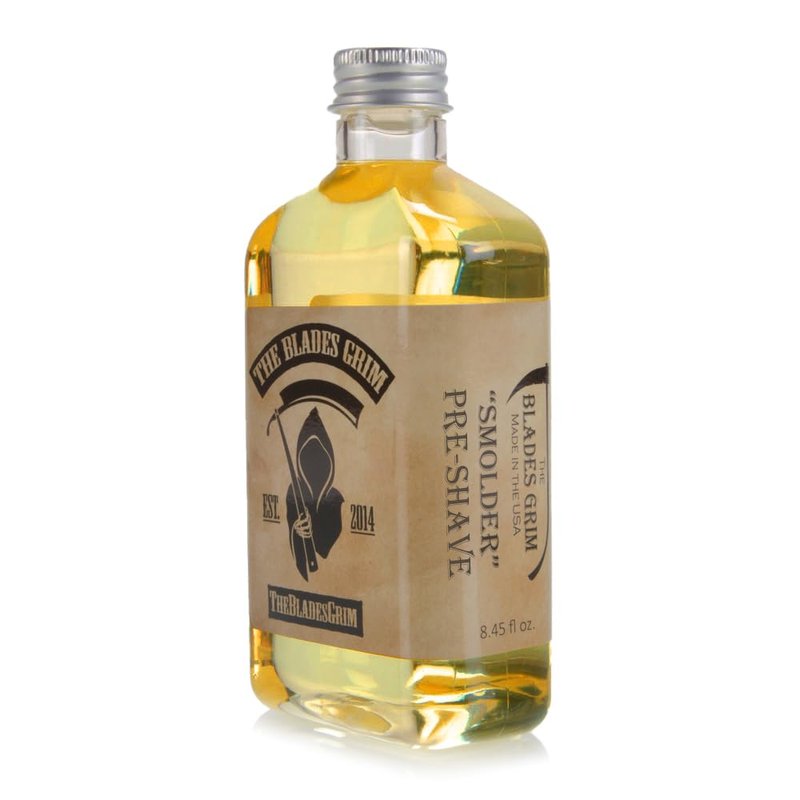 The Blades Grim – Pre-Shave Oil, Handmade in the USA (Smolder, 8.45oz)
