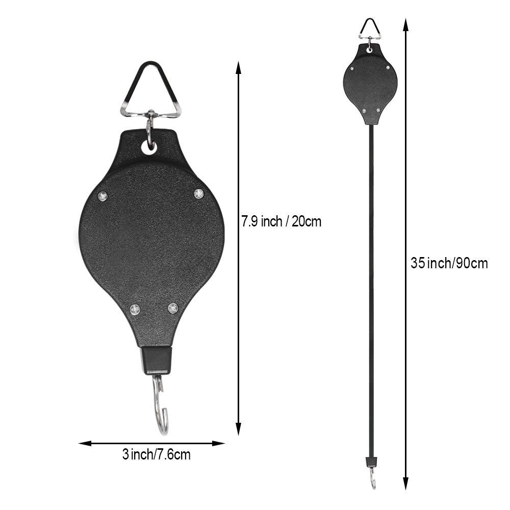 Lythor 4 Pack Plant Hook Pulley, Retractable Plant Hanger Easy Reach Hanging Flower Basket for Garden Baskets Pots and Birds Feeder Hang High up and Pull Down to Water Or Feed
