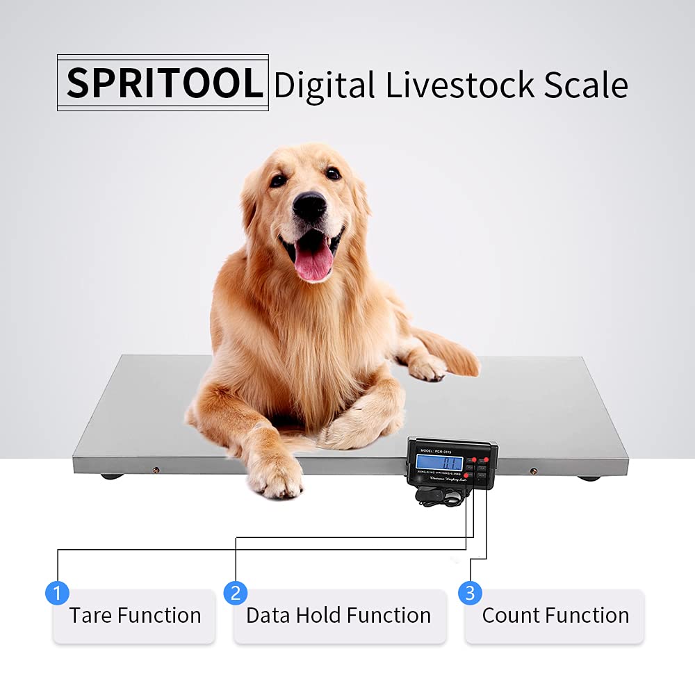 Spritool 660LB(300 KG * 0.1 Kg) Large Platform 41 inch Postal Shipping Livestock Scale Pet Scale Animal Scale Dog Scale Cat Scale with Both Plug and Battery