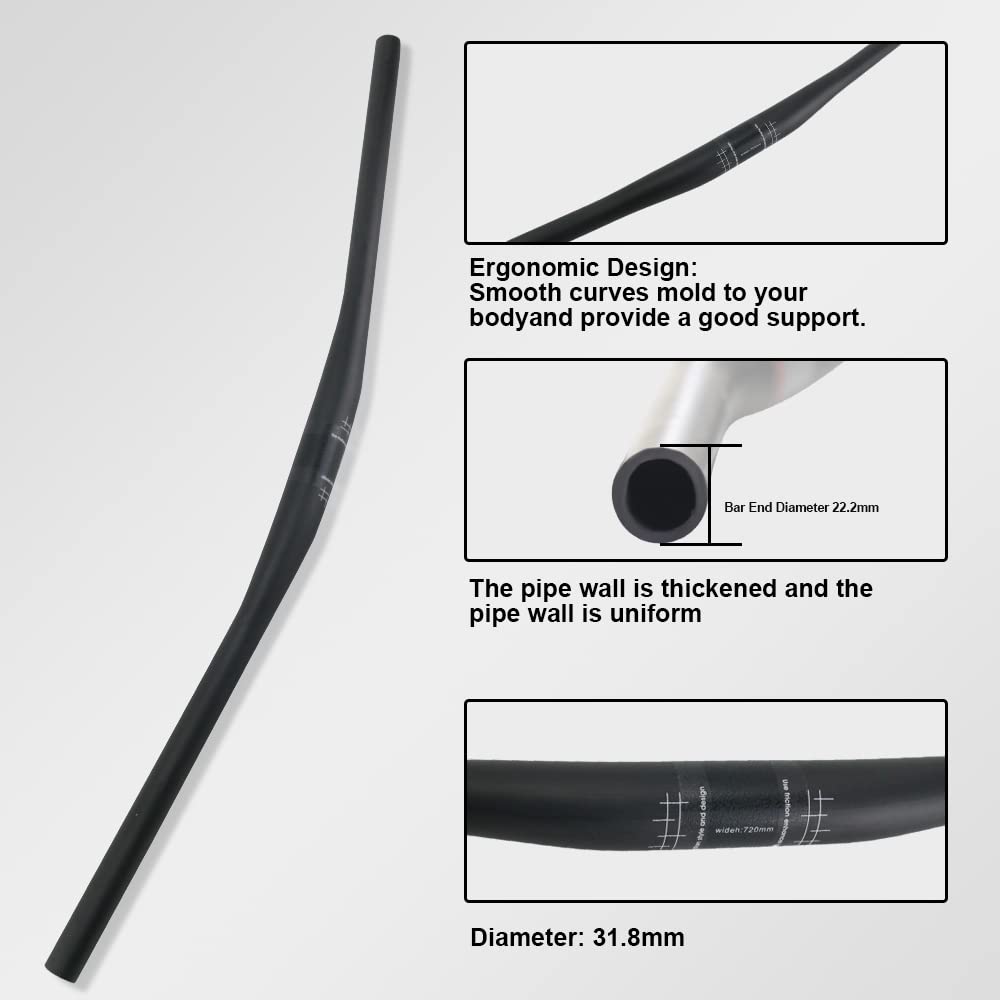 31.8 handlebar, mtb carbon handlebar, carbon handlebars mountain bike, RXL SL straight handle bars for bike mountain bike bars 1-1/4" 31.8 backsweep 9° flat handle bar downhill bicycle UD matte 720mm"
