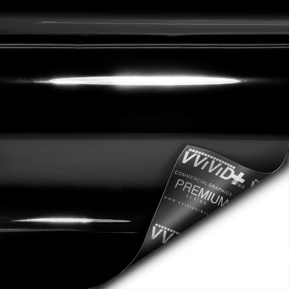 VViViD+ Ultra Gloss Premium Vinyl Car Wrap Film (50ft x 5ft, Gloss Piano Black)