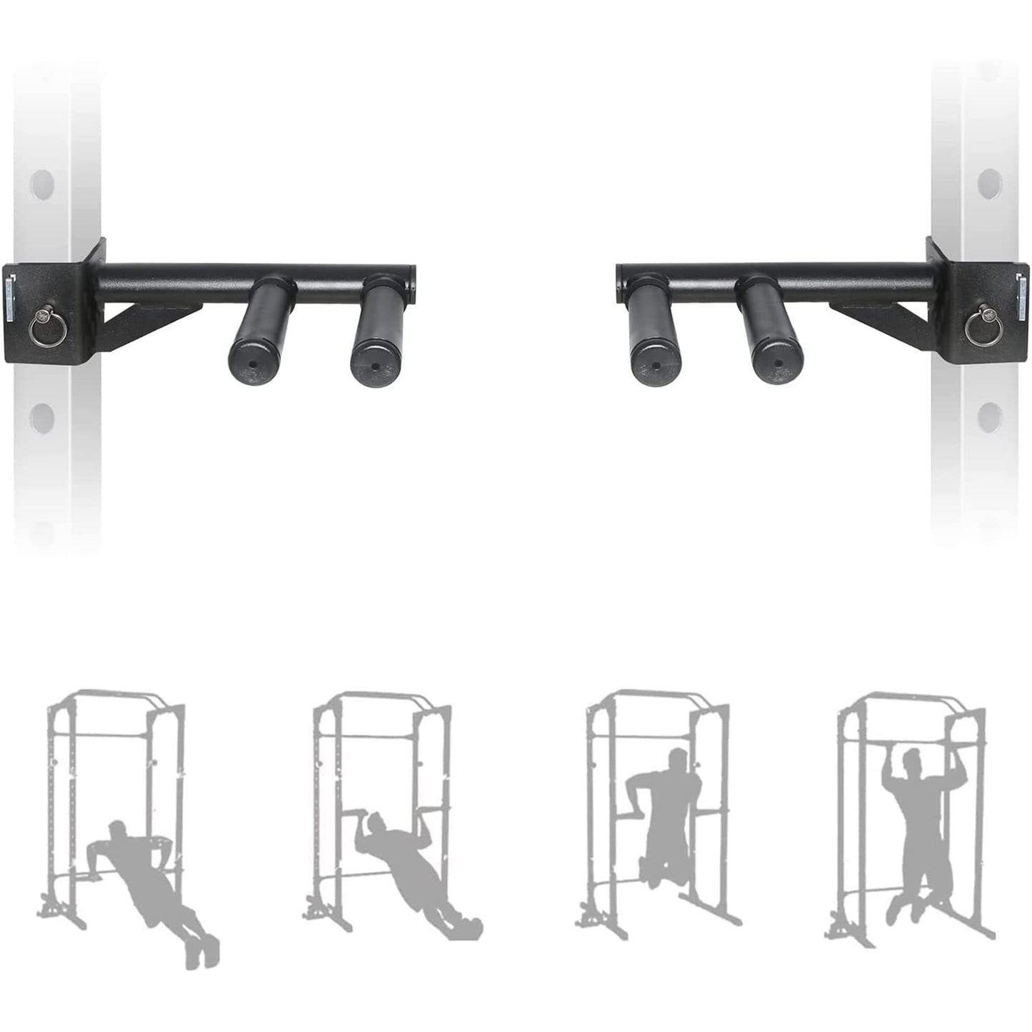 SYL Fitness Dip Bar Attachments for 2" x 2"" or 3"" x 3"" Power Rack - Narrow & Wide Dips Double Handles (Patent Pending) (For 3"" x 3"" Rack)"