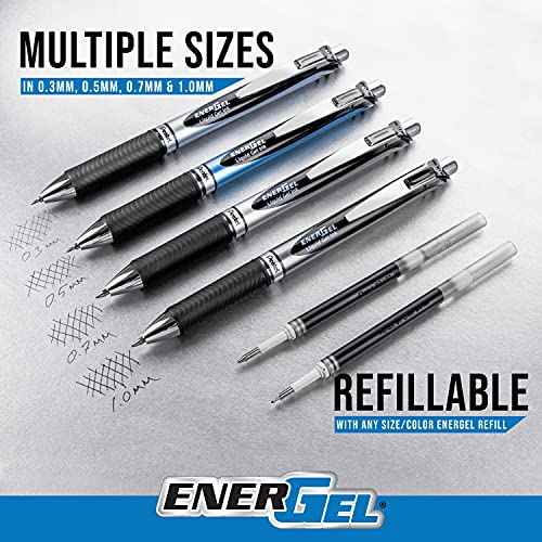 Pentel EnerGel RTX Retractable Liquid Gel Pen, 0.7mm, Note-Taking Hue, Navy, Blue, and Sky Blue Ink, Pack of 3 Pens (BL77LBNBP3M)
