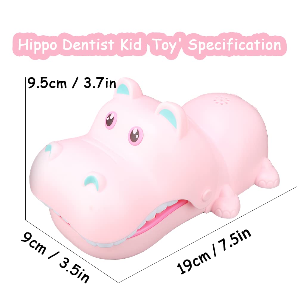 Watris Veiyi Portable Cartoon Hippo Mouth Toy with Teeth, Hippo Dentist Kid Toy for Playing&Training, Hippo Gags Joke Toy, Bite Finger Board Game Kids Toys for Parent-Child Activities