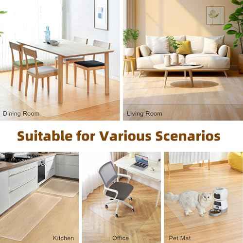 Royhom Clear Chair mat for Hardwood Floor 48 x 60 Inches, Clear Floor Mat for Rolling Chairs, Desk Hard Surface Pad, Waterproof Rectangle Protector Pad