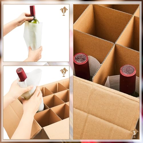 Leinuosen Moving Boxes Packing 16 x 12 x 12 Inch Divider Kits Included 10 Corrugate Dividers with 24 Foam Pouches for Shipping, Kitchen Moving Box Kit Dish Packing(4 Pack)