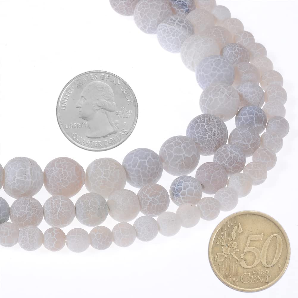 10mm Natural Grey Frosted Agate Gemstone Round Loose Beads Crystal Stone Bracelet Necklace Accessories Crafts for Jewelry Making DIY,1 Strand 15"