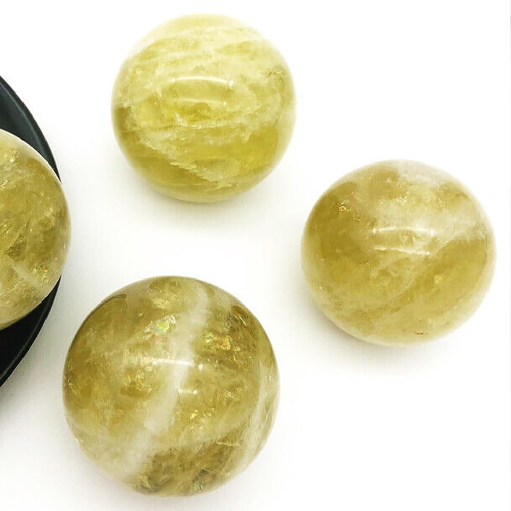 40-50mm Natural Citrine Crystal Ball, Hand Polished Yellow Quartz Sphere, Reiki Healing Crystal Sphere, Energy Balancing Stone Crafts, Feng Shui Home Desktop Ornament, Decorative Gift