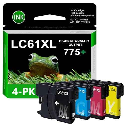 LC61 High Yield Ink Cartridges Set with Chip Replacement for Brother LC61XL Ink Cartridge use with MFC-490CW MFC-495CW MFC-6490CW MFC-6890CDW Printer (4-Pack, BK/C/M/Y)