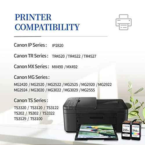 INKCLOUD Compatible Ink Cartridges Replacement for Canon PG-245XL CL-246XL for Canon Pixma MX492 MX490 MG3022 MG2920 MG2522 TS202 MG2420 MG2520 MG2922 IP2820 Printer Ink (1 Black,1 Tri-Color)