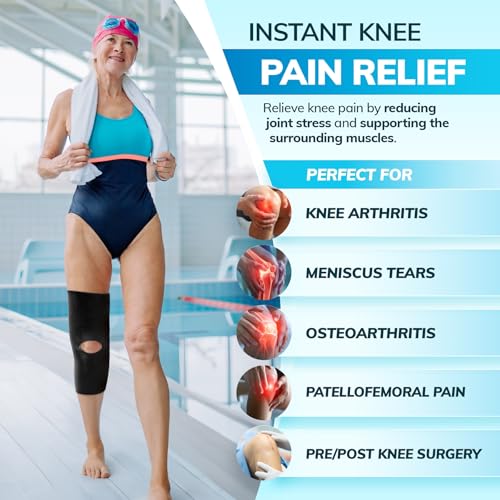 BraceAbility Open Patella/Open Back Neoprene Knee Sleeve | Water-Resistant Athletic Compression Knee Brace for Swimming, Wakeboarding, Scuba Diving, Surfing, Waterskiing and Other Sports (2XL)