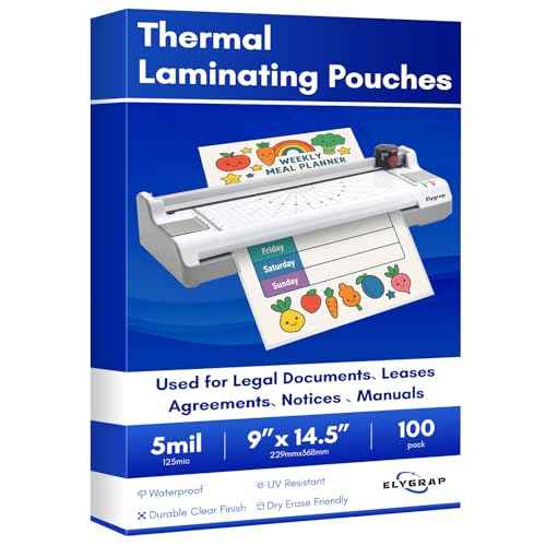 100 Pack 5Mil Legal Size Laminating Sheets 8.5"x14" (9x14.5) - Choise for Teachers and Officers-Thermal Pouches, Compatible with All Laminators for Documents/Cards/Photos