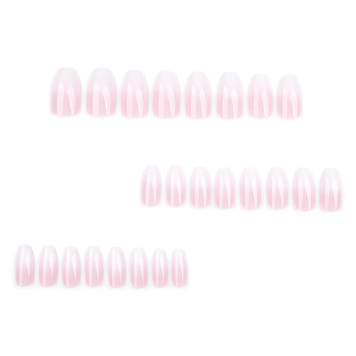 Gradient French Press on Nails Medium Ballet Fake Nails White French Tips False Nails Full Cover Nude Gradient Glossy Reusable Acrylic Nails for Women Girls Party DIY Manicure Decoration 24Pcs