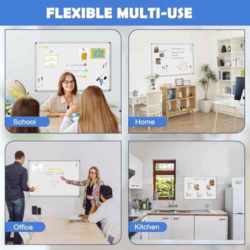 WALGLASS 2 Pack White Board, 24" x 18" Double-Sided Dry Erase White Board for Wall, Hanging Mounted Whiteboard, Horizontal or Vertical Silver Aluminium Frame for Home, School, Office, Kitchen