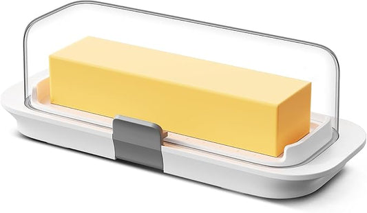 Pisol Butter Dish with Lid for Countertop and Refrigerator Door Shelf, Airtight Butter Keeper Container, Butter Holder for East/West Coast Butter, BPA-free, Microwave/Dishwasher Safe