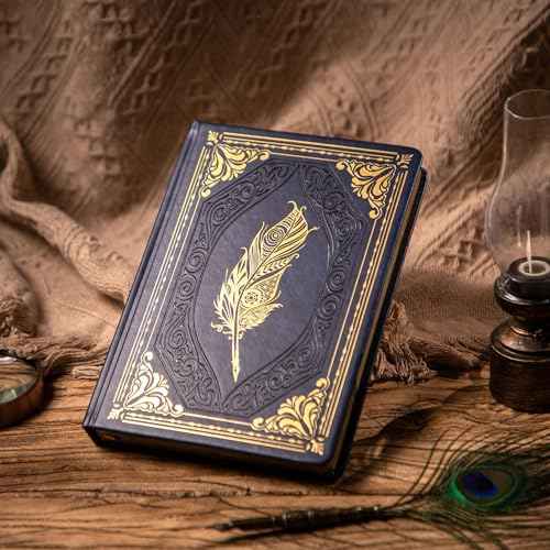 CAGIE 320 Pages Thick Hardcover Journaling Notebooks Vintage Leather Journal for Women Men A5 College Ruled Journals for Writing with Gift Box, 5.7 x 8.3 in, Blue