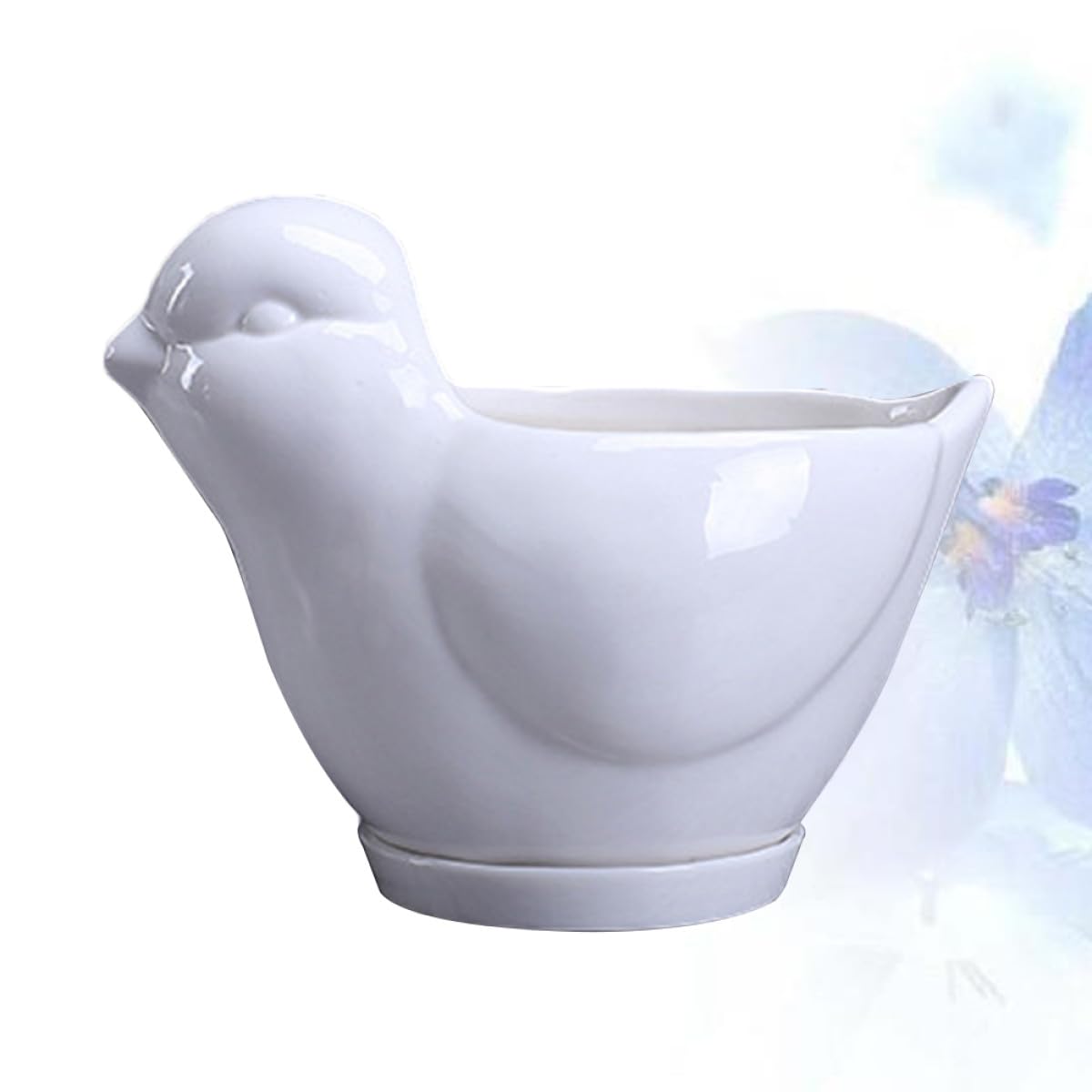 Veemoon Ceramic Succulent Plant Pot White Small Bird Shape Planter for Indoor Desktop Decor Saucer Pottery Flower Container for Home Garden