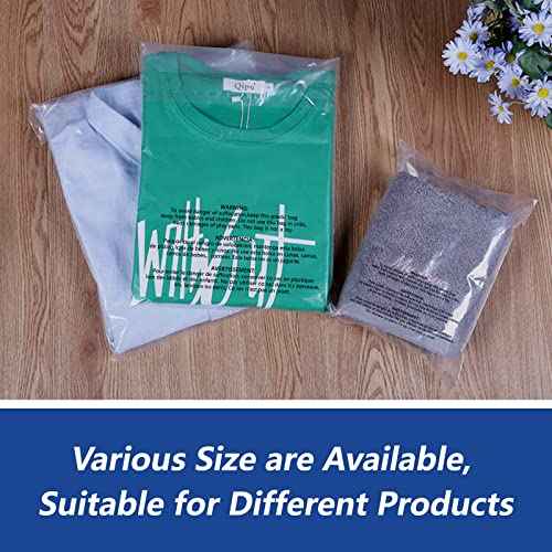13" x 15" (500 Count) - Clear Poly Bags with Suffocation Warning Self Seal for Packaging, Shirts, Clothing & FBA - Permanent Adhesive