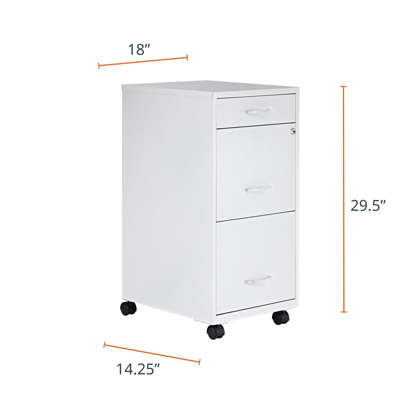 Lorell LYS SOHO Box/File/File Mobile White File Cabinet, 3 Drawer, 26.5 x 14.3 x 18 in