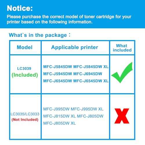 LCL Compatible Ink Cartridge Pigment Replacement for Brother LC3039 XXL LC3039XXL LC3039BK LC3039C LC3039M LC3039Y MFC-J5845DW MFC-J5945DW MFC-J6945DW MFC-J6545DW (4-Pack Black Cyan Magenta Yellow)