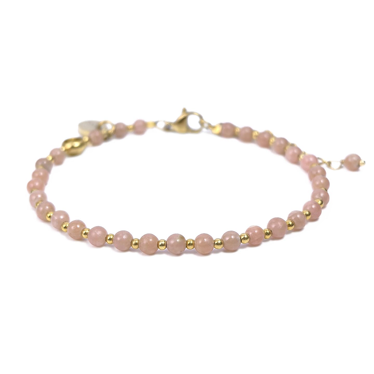 Morchic 3mm Argentina Rhodochrosite Natural Gemstone Beaded Bracelet for Women, Dainty Charm Jewelry, Adjustable 7.1-8.6", Ideal Birthday Holiday Gift