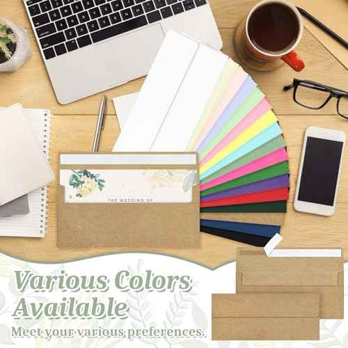 50 Pcs Kraft #10 Business Envelopes, Self Seal Standard Envelopes, Windowless Business Mailing Envelopes for Office, Checks, Letters, Invoices, Statements, Wedding, 4-1/8 x 9-1/2 inch