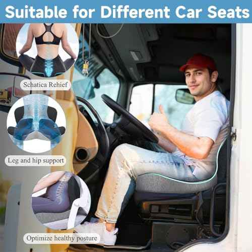 Memory Foam Seat Cushion for Truck Drivers, Office Chairs, Car Seats Ergonomic Chair Cushion, Sciatica & Tailbone Relief Ergonomic Pressure Relief Pad for Long Sitting (Black)