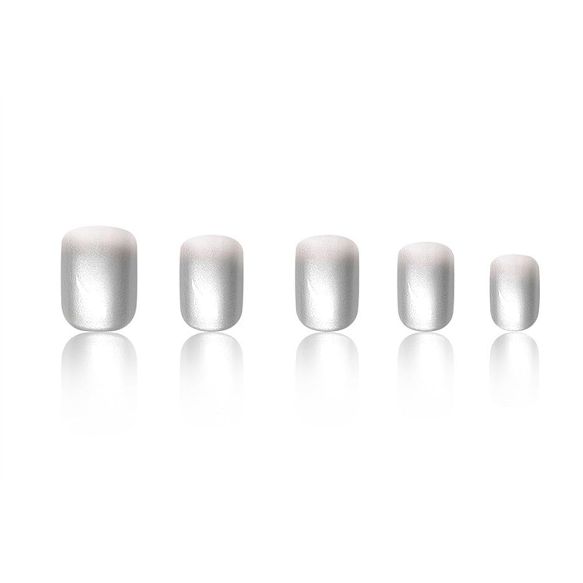 Chrome Press on Nails Short Square MABKJLF Fake Nails White Gradient False Nails with Designs Silver Mirror Full Cover Glossy Glue on Nails Acrylic Nails for Women Girls 24 Pcs